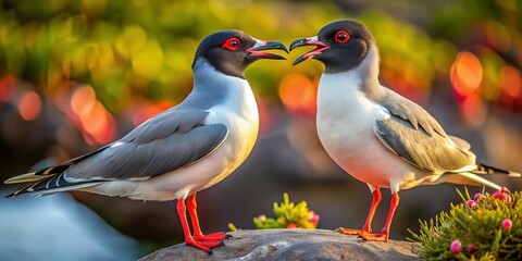 Galapagos Swallow-tailed Gull Mating Ritual, Darwin Bay, Genovesa Island