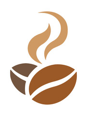Obraz premium Coffee beans with steam, brown tones.