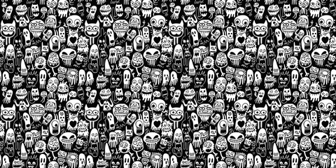 Cartoon hand-drawn doodles on the subject of summer holidays theme seamless pattern