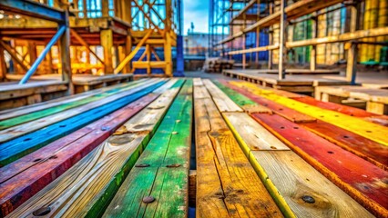 Obraz premium Candid Shot of Construction Workers on Scaffold Planks