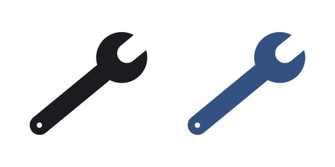 Wrench icons set vectors black and colored style