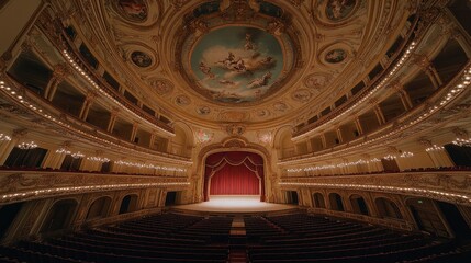 Obraz premium Ornate Theater Interior with Golden Details and Seating