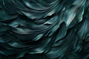 Abstract dark teal textured leaf pattern background.