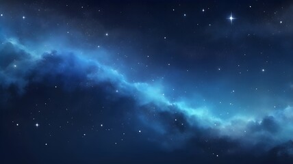 Fototapeta premium A captivating night sky illustration featuring a glowing nebula arch against a deep blue backdrop, sprinkled with numerous twinkling stars.