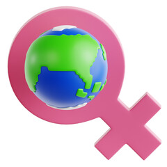 Globe with Women's Symbol for Global Empowerment