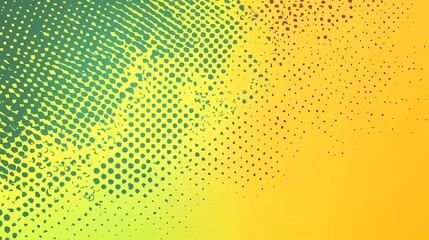 Vector background with a yellow and green color gradient, halftone pattern on a canvas texture