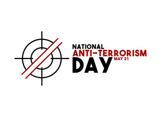 National Anti-Terrorism Day. May 21. Target shooting range prohibition sign. Line. Outline. White background. Poster, banner, card, background.