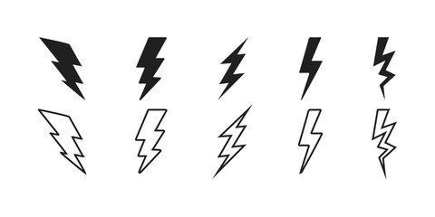 Lightning icon set. electric icon vector. power icon. energy sign. Lightning bolt icon. Vector lightning logo electric, set of thunder and lightning isolated on white background.