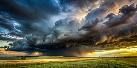 Dramatic Dark Clouds Landscape Photography: Epic Stormy Sky, Nature's Fury, Cloud Formations