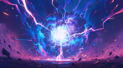 Thunder Explosion with effect anime 