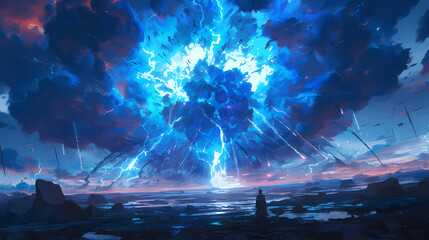 Thunder Explosion with effect anime 