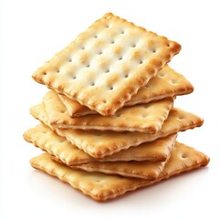 Delicious stack of crispy golden crackers, perfect for snacking.