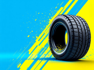 Modern Tyre Advertisement with High-Contrast Design