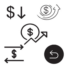 money, dollar, currency, bank, euro, banking, finance sign vector design icon symbol set 
