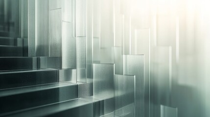 Obraz premium Frosted glass 3D graph depicting financial growth, clean modern design, centered composition. Symbolizes progress and innovation in finance.