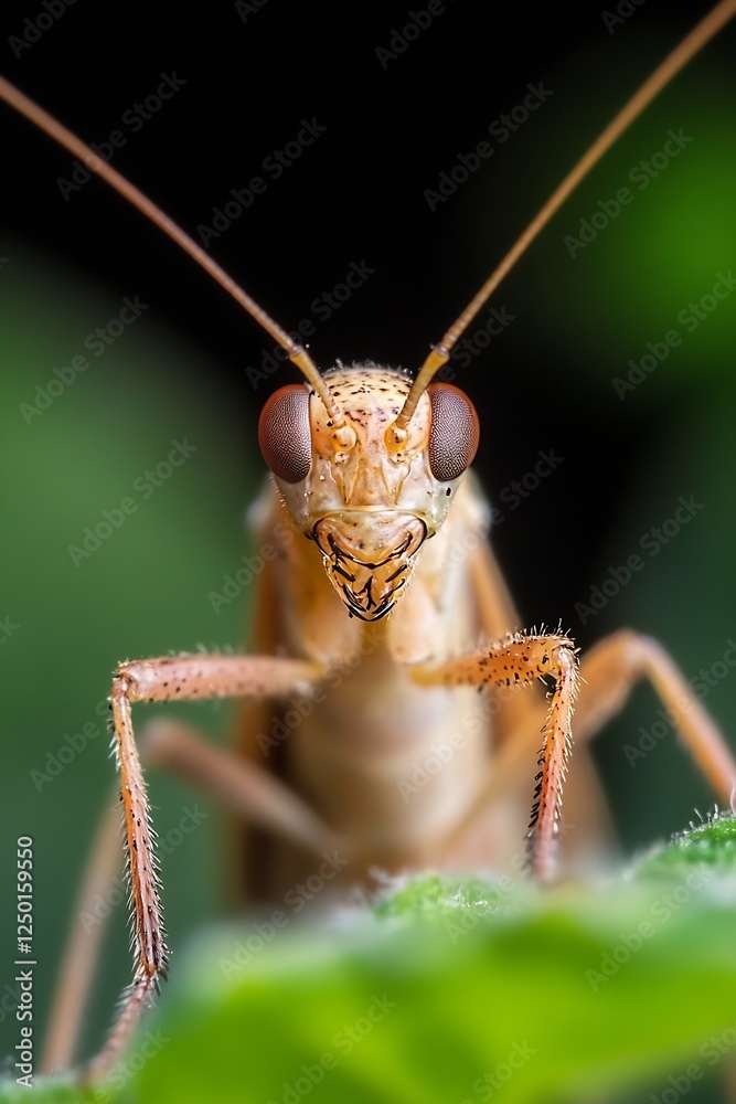 Aufkleber close up of a praying mantis highlighting its unique features and eyes : generative ai