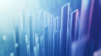Frosted glass 3D graph depicting financial growth, clean modern design, centered composition. Symbolizes progress and innovation in finance.