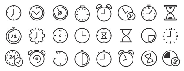 set of time icon illustration. clock symbol vector. editable file