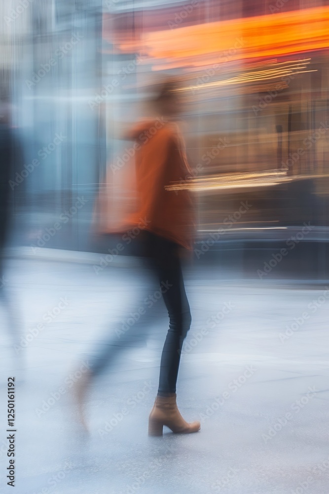 Poster dynamic blur of city life capturing movement and energy in a busy urban street : generative ai