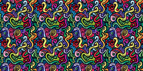 Cartoon hand-drawn doodles on the subject of summer holidays theme seamless pattern