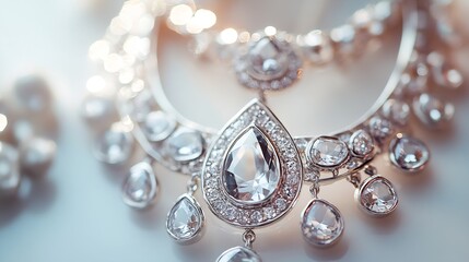 Stunning closeup of elegant jewelry featuring sparkling gems and intricate design : Generative AI