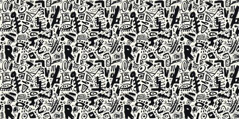 Cartoon hand-drawn doodles on the subject of summer holidays theme seamless pattern