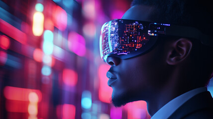 Futuristic Vision: Man in High-Tech Glasses