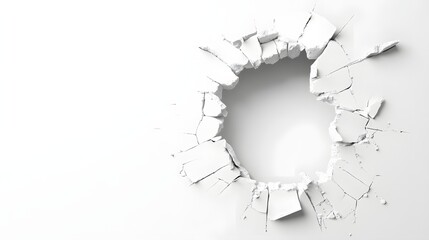 White Surface Showing Circular Hole From Impact