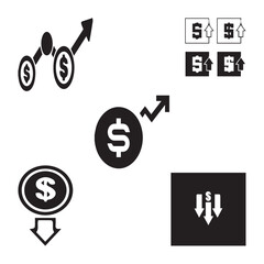 Obraz premium money, dollar, currency, bank, euro, banking, finance sign vector design icon symbol set 