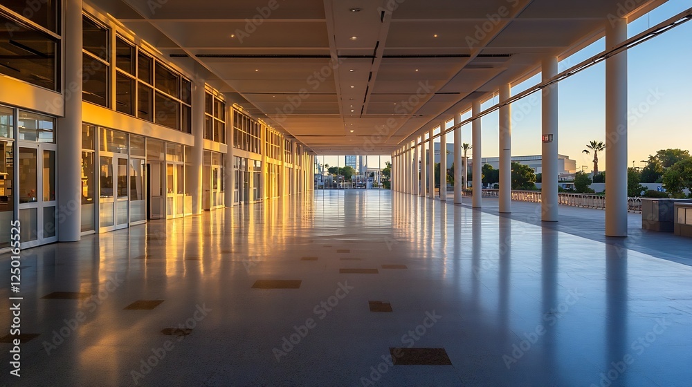 Poster modern spacious hallway with natural light filling the open space : generative ai