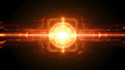 Fototapeta premium Abstract Orange Glowing Technological Circuitry Design