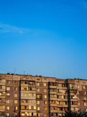 Apartment building during sunset, Kyiv, Ukraine