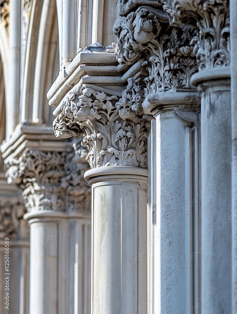 Poster Intricate Architectural Details of Elegant Columns with Ornate Carvings and Classic Design : Generative AI