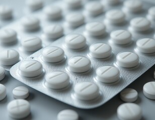 Close up of White Pills in Blister Pack