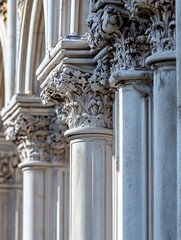 Intricate Architectural Details of Elegant Columns with Ornate Carvings and Classic Design : Generative AI