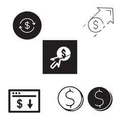 money, dollar, currency, bank, euro, banking, finance tag vector design icon symbol set 