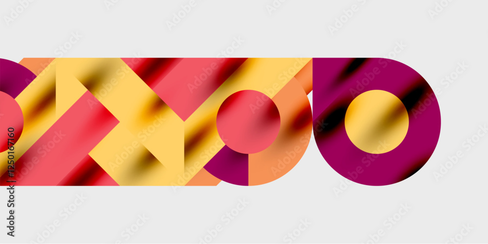 Aufkleber Modern abstract background featuring circles, lines, and triangles in a dynamic geometric composition. Perfect for stylish, tech, or creative-themed designs
