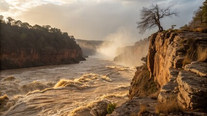 Fototapeta premium Nature's Fury: A Dramatic Quarrel of Wind and Water, Epic Landscape Photography