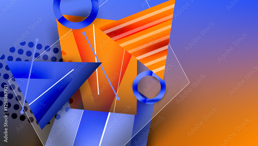 Poster creative triangles and circles composition