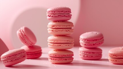 pink macaroons on a wooden table