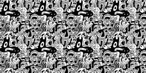 Cartoon hand-drawn doodles on the subject of summer holidays theme seamless pattern