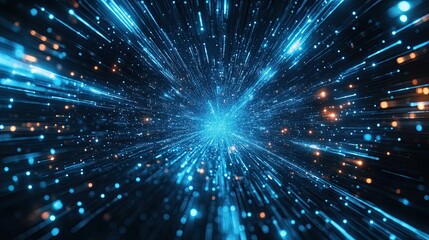 Abstract Blue Technology Business or Science Background for Digital Solutions, Connectivity, and High-Tech Innovation in the Global Tech Ecosystem