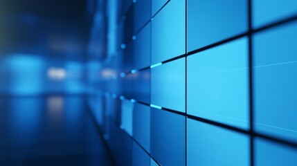 Giant multimedia wall with abstract digital screens, gradient lighting, and futuristic minimalism, symbolizing the fusion of technology and design.