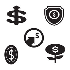 money, dollar, currency, bank, euro, banking, finance tag vector design icon symbol set 