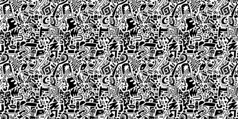 Cartoon hand-drawn doodles on the subject of summer holidays theme seamless pattern