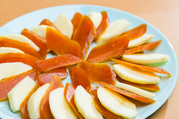 Traditional Taiwan Mullet Roe Served With Fresh Apple Slices