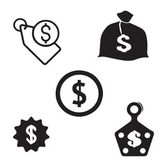 money, dollar, currency, bank, euro, banking, finance vector design icon symbol set 