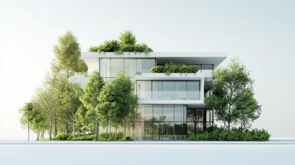 Fototapeta premium Modern architecture building with greenery, promoting sustainable design concepts