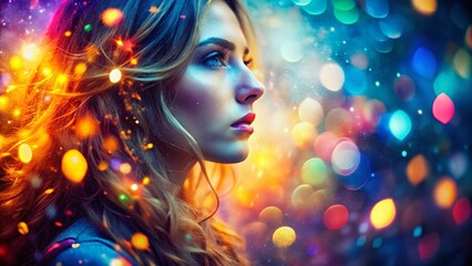 Fototapeta premium Double Exposure Light Leak Background: Vibrant Colors & Glowing Pulses