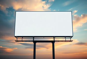 Blank Billboard Mockup Against Sky at Sunset